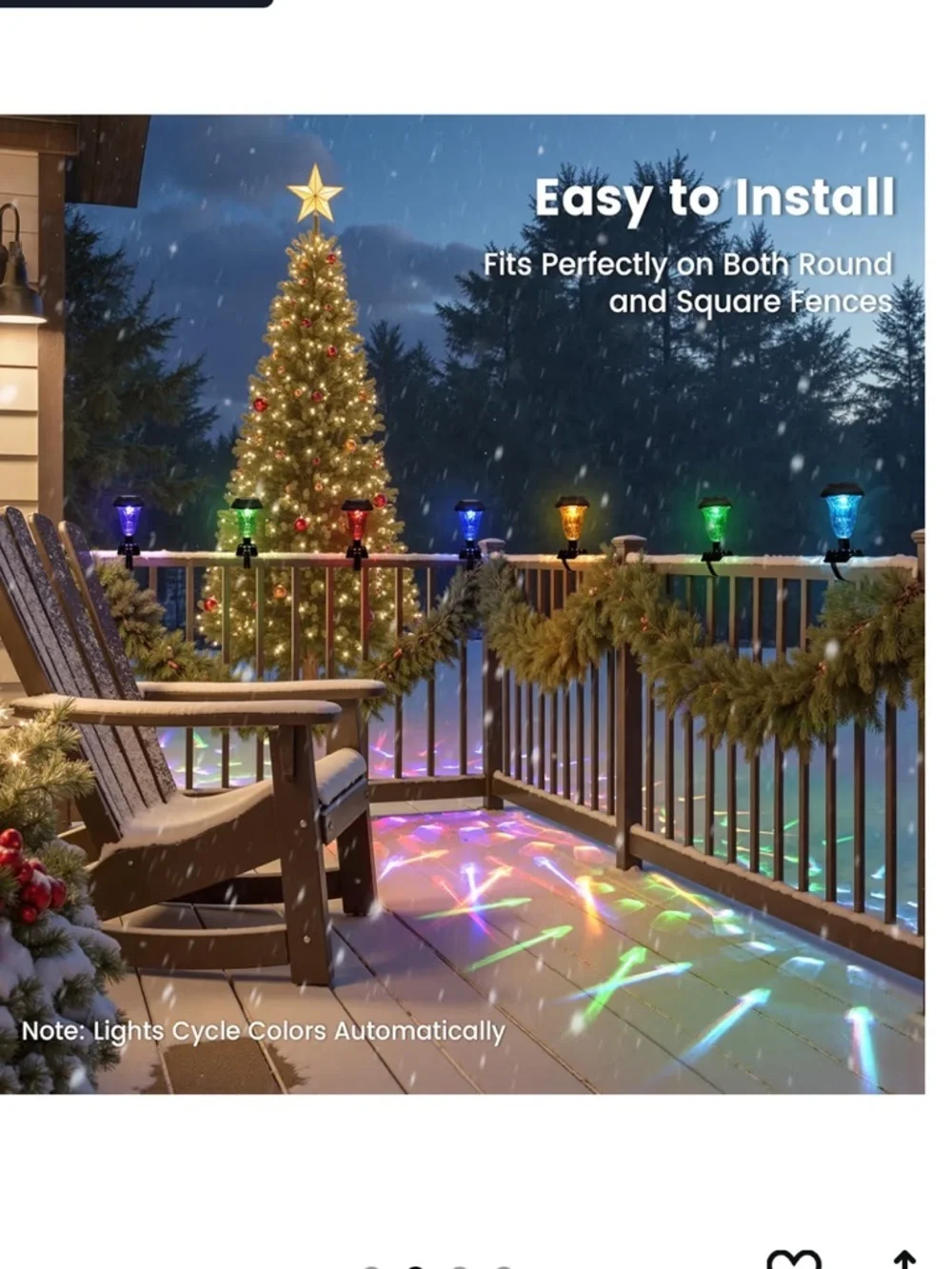 Fence Lights Outdoor Decor, Waterproof Patio Lights with RGB Color Changing